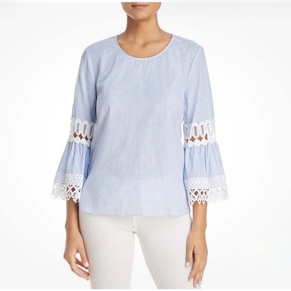 Le Gali Blue & White Pinstripe Blouse
